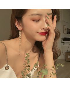 Crystal Super Fairy Temperament Long Earrings With Thin Face