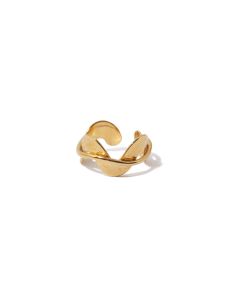 High Color Retention Vacuum Plating Real Gold Minimalist Wave Pattern Retro