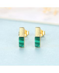 925 Silver Korean Earrings Simple Fashion Special-interest Malachite Jewelry
