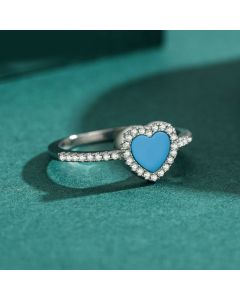 Fashion Simple Silver Heart-shaped Turquoise Ring