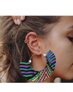 Handmade printed exaggerated earrings