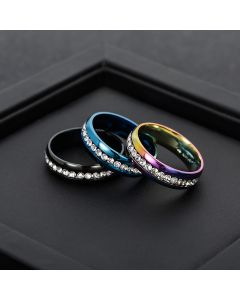 Personality Fashion Single Row Diamond Ring Stainless Steel