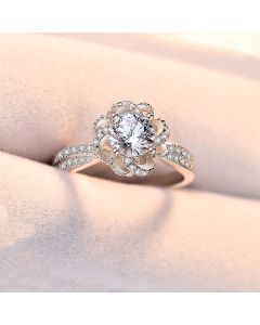 Imitation Moissanite Diamond Ring Pt950 Platinum Plated White Gold