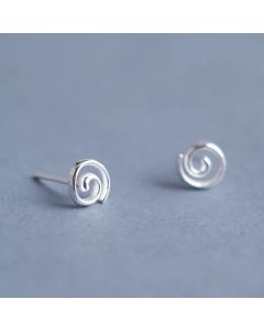 Spiral Stud Earrings Female Korean Style Copper Plated Silver