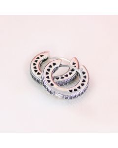 Sterling Silver Heart Earrings Set With Diamond