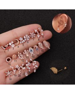 Stainless Steel Screw Earrings Flower Ear Bone Nails