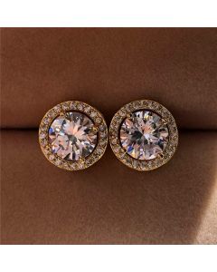 Fashion Jewelry Diamond Rhinestone Round Zircon Stud Earrings
