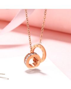 925 Sterling Silver Double Ring Necklace Women