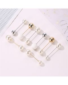 Double-headed Pearl Pin Pin Simple Anti-glare Brooch