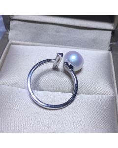 Silver Freshwater Pearl Adjustable Fashion Ring