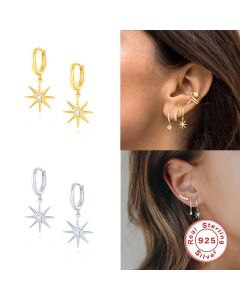 Fashion Simple Octagonal Star Sterling Silver Ear Buckle
