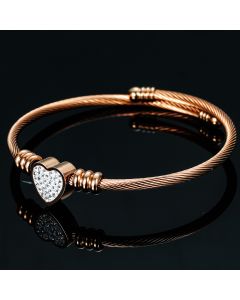Simple Titanium Steel Heart-shaped Diamond Cable Women's Adjustable Bracelet Wholesale