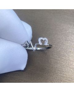 925 Silver Zircon Heartbeat Wave Curve Ring