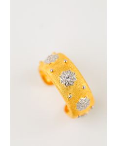 Gold Plated Elegant Brushed Zircon Inlaid Ring