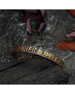 Adjustable Solid Stainless Steel Viking Rune Triangle Two-color Bracelet