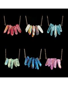 Irregular crystal natural stone multicolor necklace