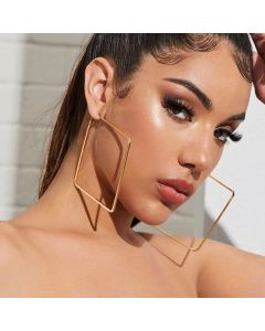 Exaggerated Geometric Square Heart Drop Earrings Fashion