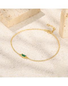European And American Fashion Sterling Silver 925 Green Diamond Bracelet New Simple O-shaped Chain Zircon Bracelet