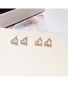 Simple and Versatile Temperament Full Diamond Zircon Micro Inlaid Heart-shaped Earrings