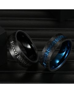 Men's Stainless Steel Antique Plating Solid Carbon Fiber Ring