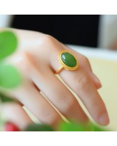 Women's White Jade Emerald Retro Natural Hetian Jade Ring