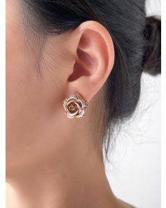 Temperament Fashion Rose Flower Diamond Hypoallergenic Earrings