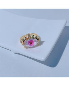 Women's Metal Eye Diamond Color Crown Ring