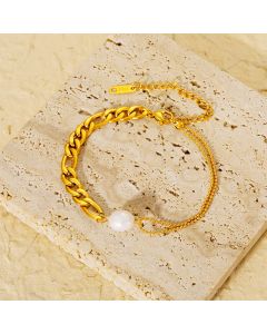 Fashionable Personality Freshwater Pearl Figaro Bracelet