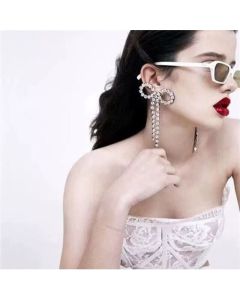 Flash Diamond Zircon Bow Long Tassel Earrings Women