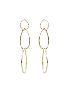Earrings Three Interlocking Irregular Rings Floating 14K Copper Plating Real Gold Double Ring Pendant Earrings