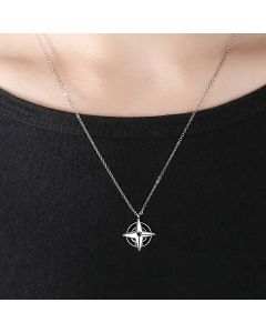 Sterling Silver Cross Necklace Men's Trendy Hip Hop Japanese Pendant