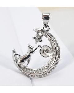 Silver Jewelry 925 Silver Moon Pearl Pendant Fashion Design Clavicle Necklace Female Diamond Set Chain