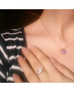 Copper White Gold Plated Zircon Ladies Openwork Rose Ring