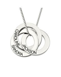 Silver Necklace Personalized Russian Interlocking Circles Necklace Gift  For Women