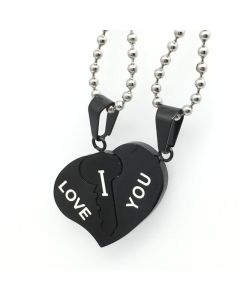 Titanium steel heart lock couple necklace