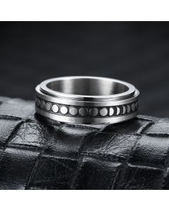 Star And Moon Titanium Rotatable Ring
