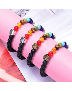 Dog's Paw Peach Heart Lava Volcanic Rock Energy Yoga Bracelet