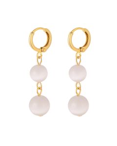 Light Luxury Opal Silver Earrings French Goddess Fan