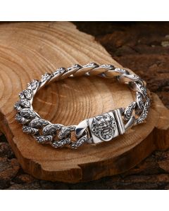 925 Sterling Silver Faucet Bracelet Money Drawing Pi Xiu Men's Thick Type Thai Silver Vintage Distressed Trendy Unique Ornament