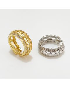 925 Sterling Silver Double-layer Diamond Ring, Simple And Light Ring