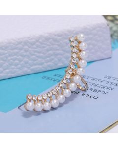 New Style Earrings Personality Exaggerated Diamond-studded Pearl Ear Clip