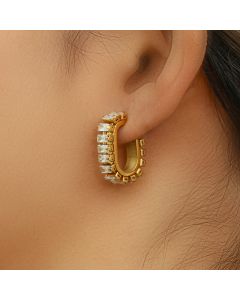 Geometric Zircon Earrings Fashionable And Minimalist Stainless Steel
