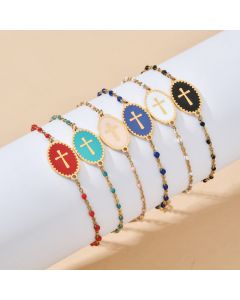 Stainless Steel Cross Shelf Bracelet