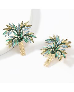 Coconut Tree Alloy Diamond And Acrylic Earrings