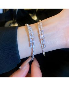 High-grade Temperament Super Shiny Zircon Geometric Open Bracelet
