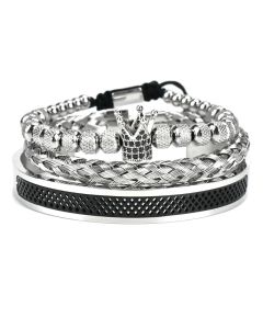 Babu Colorful Crown Braided Bracelet Stainless Steel Mesh Opening Suit Men's