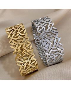 Creative Trend Wide Version Hollow Leaves Couples Openings Bracelet Jewelry