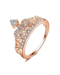 European And American Copper Plated Rose Gold Crown Ladies Ring