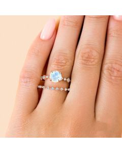 Rose Gold Round Set Two-tier Ring Small Design Sense