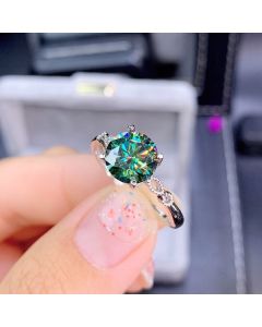 Carat Hearts Arrows Blue And Green Moissanite Diamond Ring